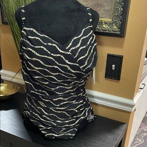 NWT Paradise Black and Gold Patterned swimsuit
